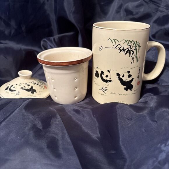 World Market Panda Tea Mug with Loose Leaf Tea Strainer - Picture 2 of 9